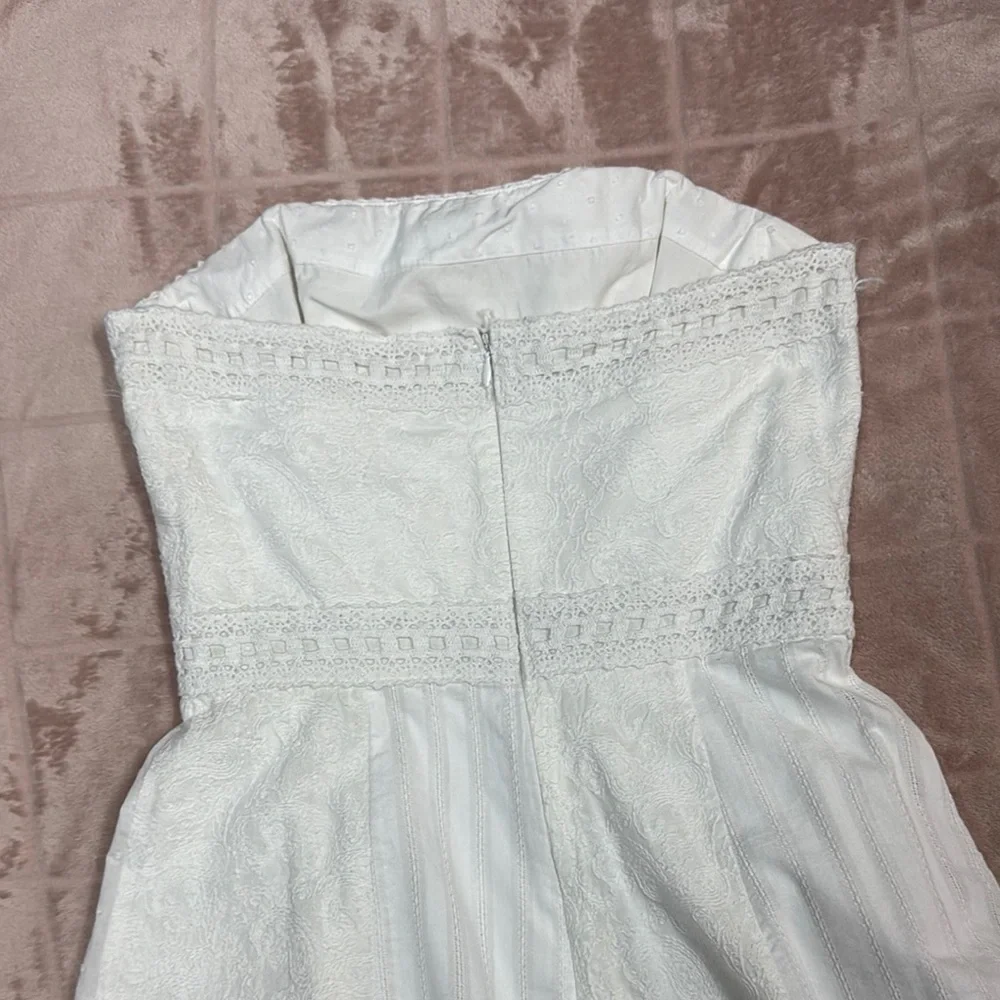 White House Black Market White Strapless A-Line Midi Dress - Picture 9 of 10